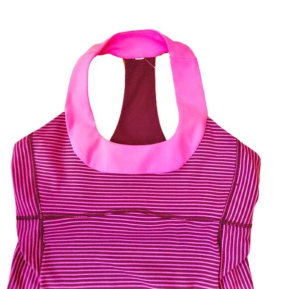 Lululemon Scoop Neck Tank top yoga in Hyper Stripe Raspberry Glo Light - Picture 8 of 10